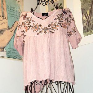 SOLD Pretty Retro-70s Bohemian Peach Gauze Cropped Hippie Top